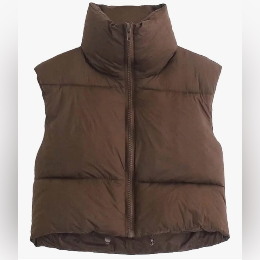 Amazon Brown Cropped Puffer Vest